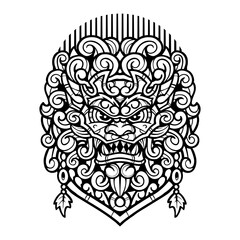 Foo dog vintage mascot logo