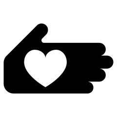 love and donation heart on hand glyph icon