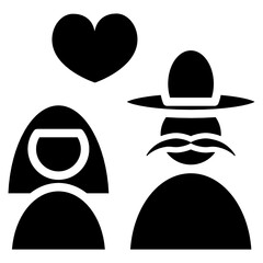 love couple with heart shape glyph icon