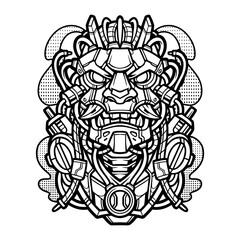 Oni mecha vintage mascot logo