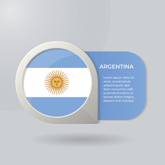 3D Map Pointer Flag Nation of Argentina with Description Text