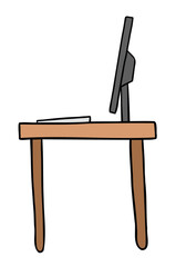 Cartoon vector illustration of computer desk