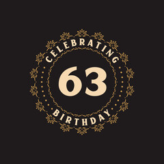 63 Birthday celebration, Greetings card for 63 years birthday