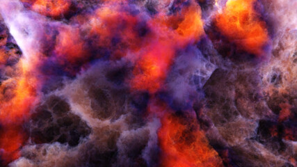 Obraz na płótnie Canvas 3D rendering of orange-grey colorful nebula and cosmic gas clusters in deep space. Abstract fog nackground.