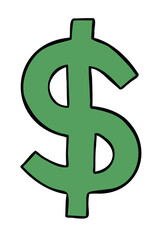 Cartoon vector illustration of dollar money symbol
