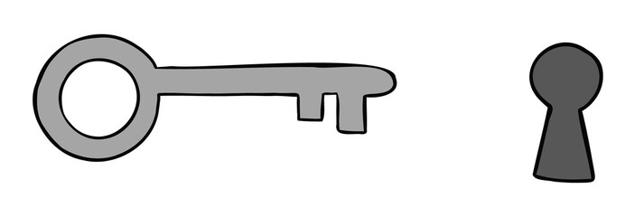 Cartoon vector illustration of key and keyhole