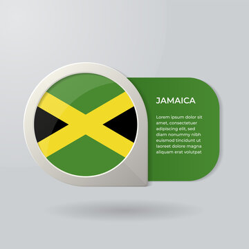 3D Map Pointer Flag Nation of Jamaica with Description Text