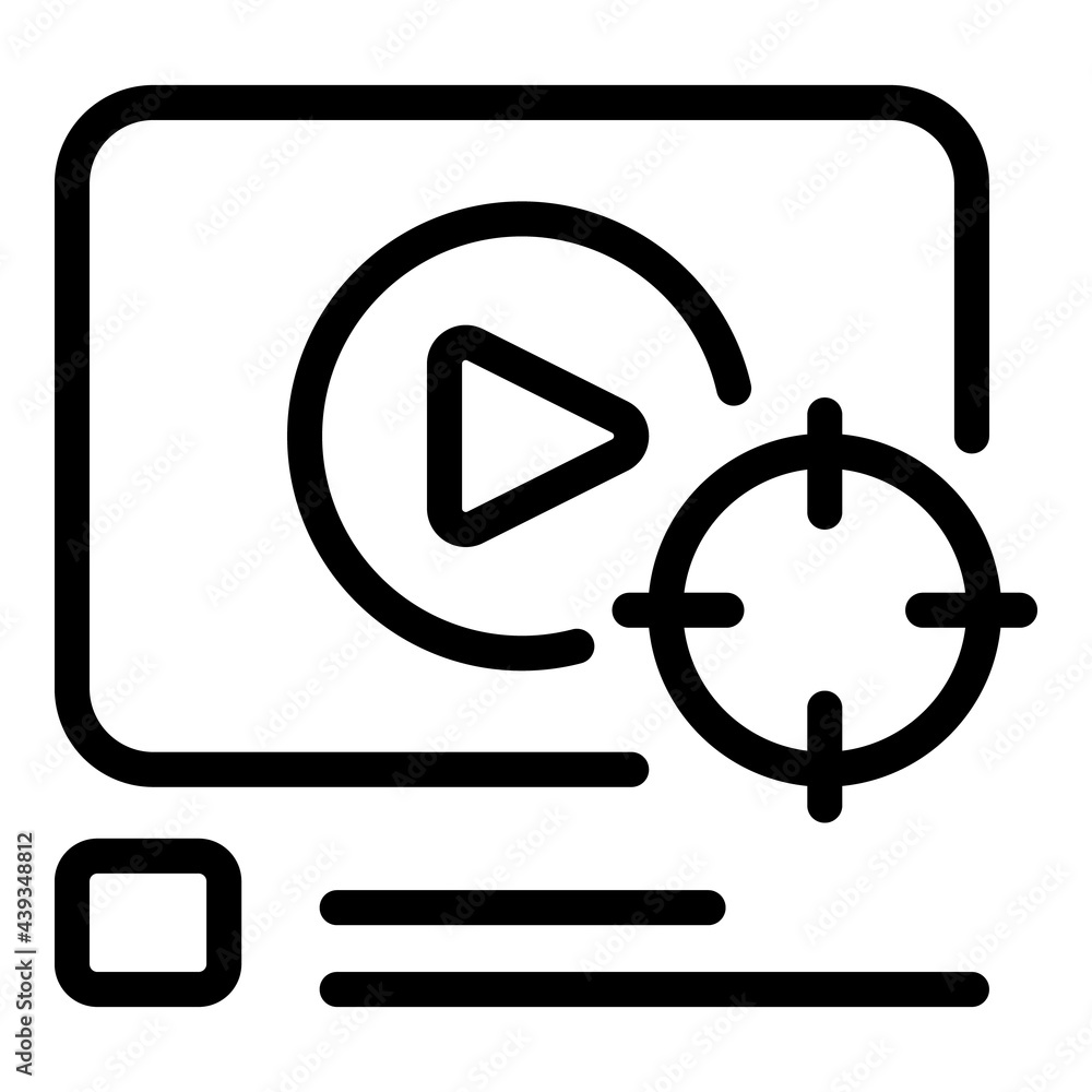 Poster video search engine icon. outline video search engine vector icon for web design isolated on white b