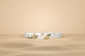 Background rendering with 3d podium and wall scene abstract background. 3D illustration, 3D rendering