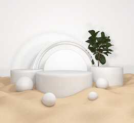Background rendering with 3d podium and wall scene abstract background. 3D illustration, 3D rendering