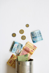 Mexican coins, Mexican peso, bills and coins