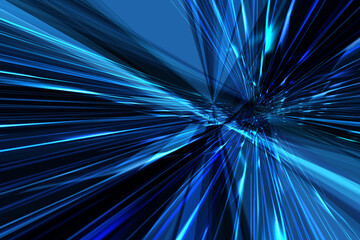 Abstract dark blue glowing laser speed line for digital hyper speed background.