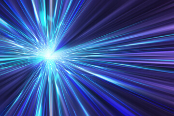 Abstract glowing purple blue hyper speed warp.Futuristic concept.
