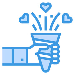 Congratulation blue line icon