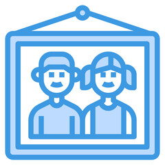 Family Picture blue line icon