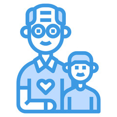 Grandfather blue line icon