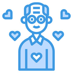 Grandfather blue line icon