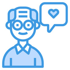 Grandfather blue line icon