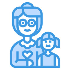 Grandmother blue line icon