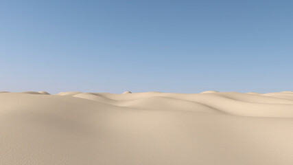 Fototapeta na wymiar Desert with sky background. 3D illustration, 3D rendering