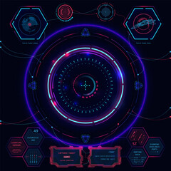 Set of futuristic user interface elements HUD for dashboard or control panel. Vector illustration