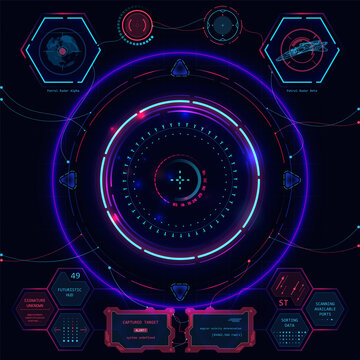 Set of futuristic user interface elements HUD for dashboard or control panel. Vector illustration