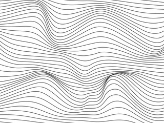 Warped gray lines.Wavy gray sripes made on the white background.