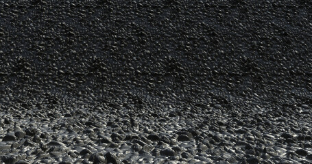 Naklejka premium Curved black gravel ground, in the background. 3D illustration.