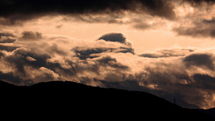 Big Head of Evening Clouds under Sunset