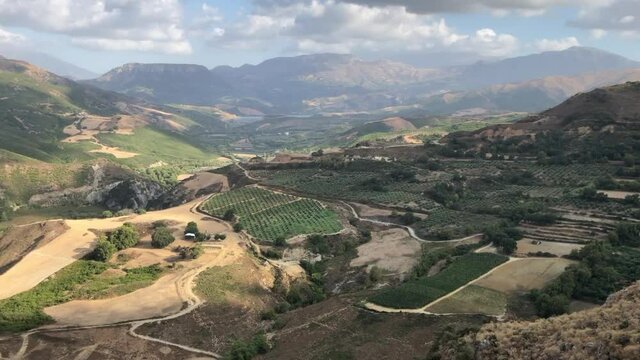 Picturesque valley in Rethymno region near Potami lake on Crete island in Greece