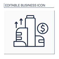 Startup company line icon. Profitable investment in real estate. Development and growth to business. Business concept. Isolated vector illustration.Editable stroke