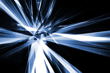 Explosion effect digital tunnel zoom space warp technology background.