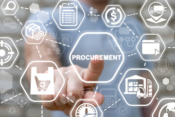 Concept of procurement. Product procurement management. Supply Chain Retail. Supplier and delivery goods logistic service. - obrazy, fototapety, plakaty
