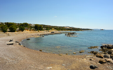 Kiotari, Rhodes, Greece, bay and beach at the mediterranean sea