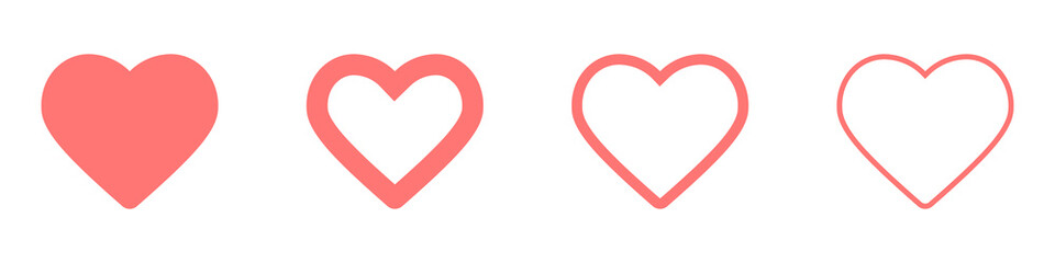 Hearts icon set line style