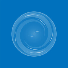 Abstract modern round transparent shape on blue background.
