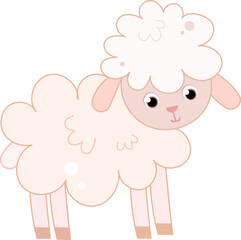 Fototapeta premium Cute funny cartoon sheep lamb vector illustration. Nursery childish style.