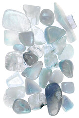 Aquamarine heap jewel stones texture on white light background