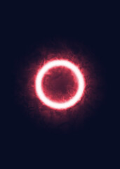 A red ring (circle) icon on fire, on a deep blue nightly background. A symbol for when it's time to play (gamers know).
