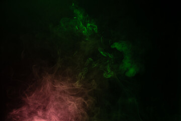 Green and pink steam on a black background.