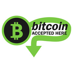 Bitcoin payment concept. Mobile cryptocurrency. Bitcoin transaction or donation. Cryptocurrency accepted here