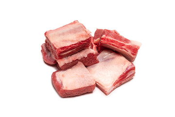 Raw beef ribs isolated on white background.