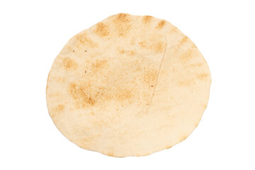Grilled pitta bread isolated on white background.