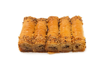 Delicious sweet baklava isolated on white background.