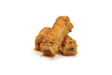 Delicious sweet baklava isolated on white background.