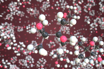 Pinacol molecule, scientific molecular model, 3d rendering