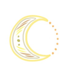 Isolated image of the moon in the Scandinavian style, painted on a white background. Digital illustration with imitation paint. Design for children, posters, prints, postcards, fabrics, textiles.