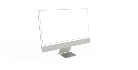 Computer display with blank white screen 3d grey