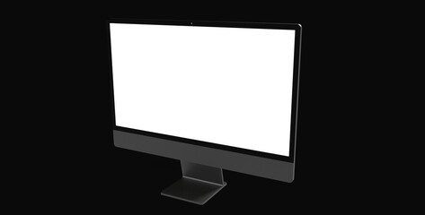 Workspace blank screen desktop computer, Mockup computer background dark black