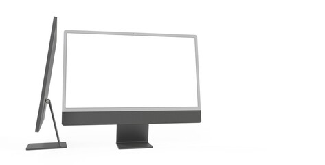 Copy of Realistic Computer, 3D Monitor, in Imac style isolated. dark grey black